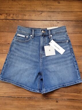 Calvin Klein Blue Walker High-Rise Denim Shorts NWT